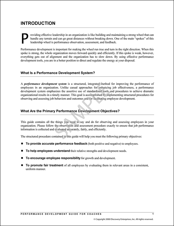 Performance Development Guide Sample Page 1