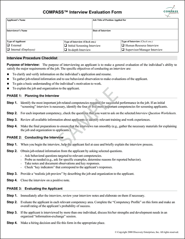 Applicant Evaluation Template
