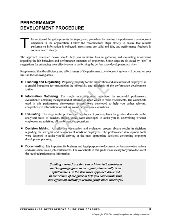 Performance Development Guide Sample Page 3