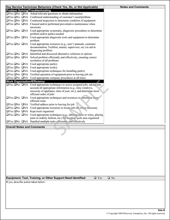 Performance Observation Worksheet Sample Page 2
