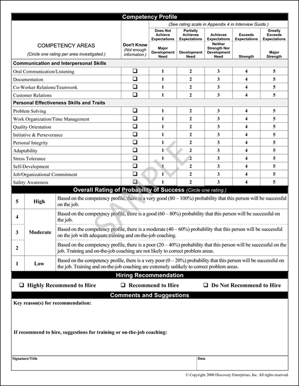 Interview Evaluation Form Sample Page 2