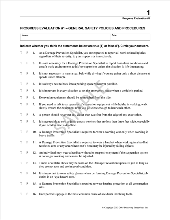 PULSE Progress Evaluations Sample Page 2
